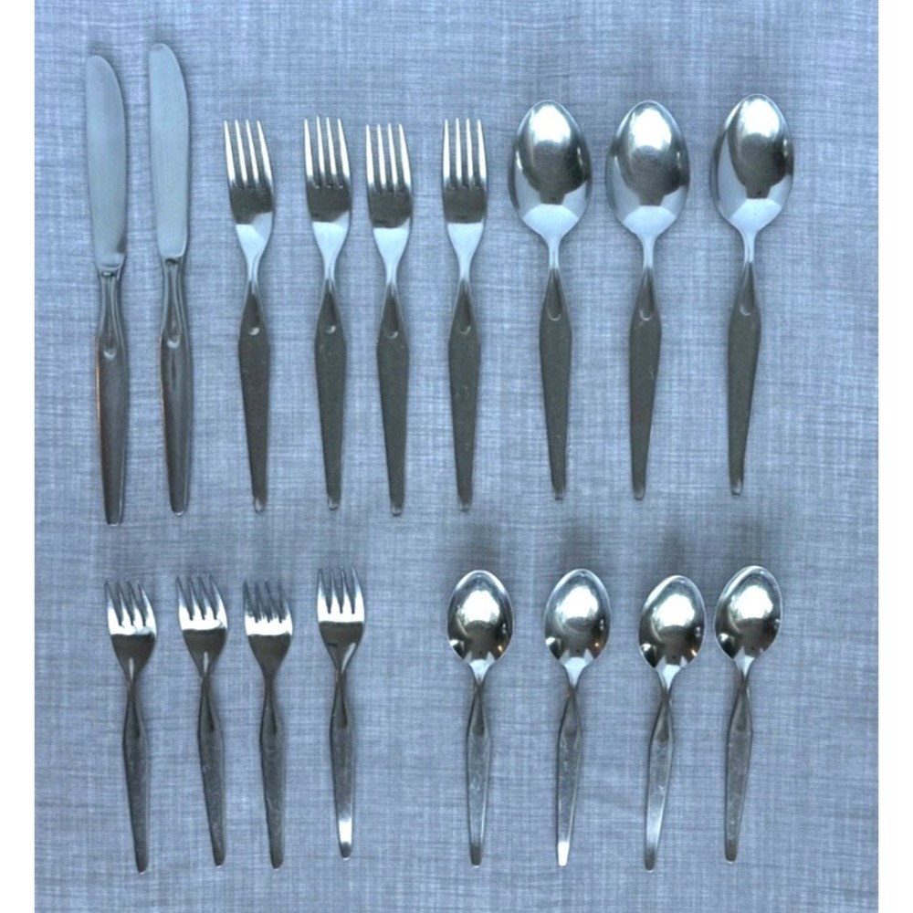 Silkema SLK4 Flatware 17-pc ATOMIC Gogie Stainless Rostfrei German MCM design
